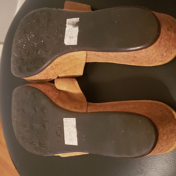 UGG Brook suede thong wedge sandals in tan size 9 - Picture 7 of 8